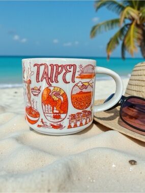 Taipei, Taiwan - Starbucks Travel Souvenir Mug Coffee Cup Gift Orange Red New